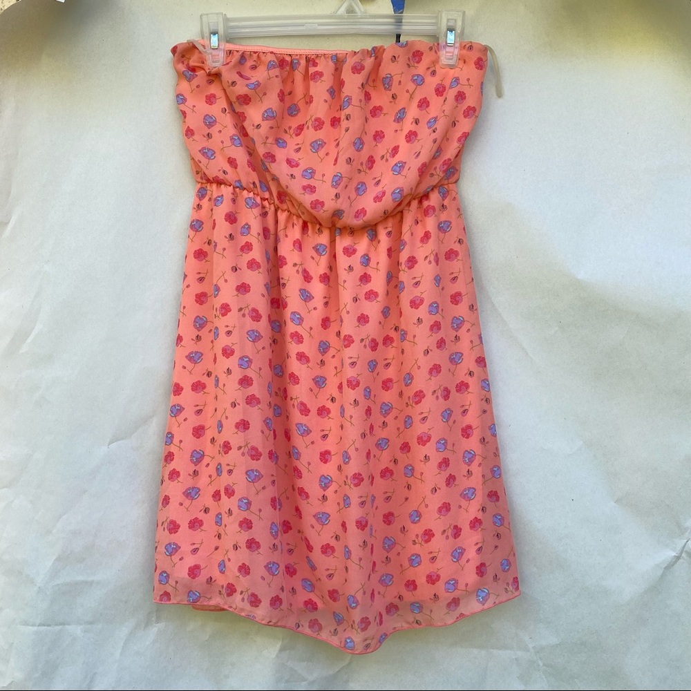 Delia’s Pastel Blush Floral Strapless Spring Summer Y2K Cottagecore Dress Sz M